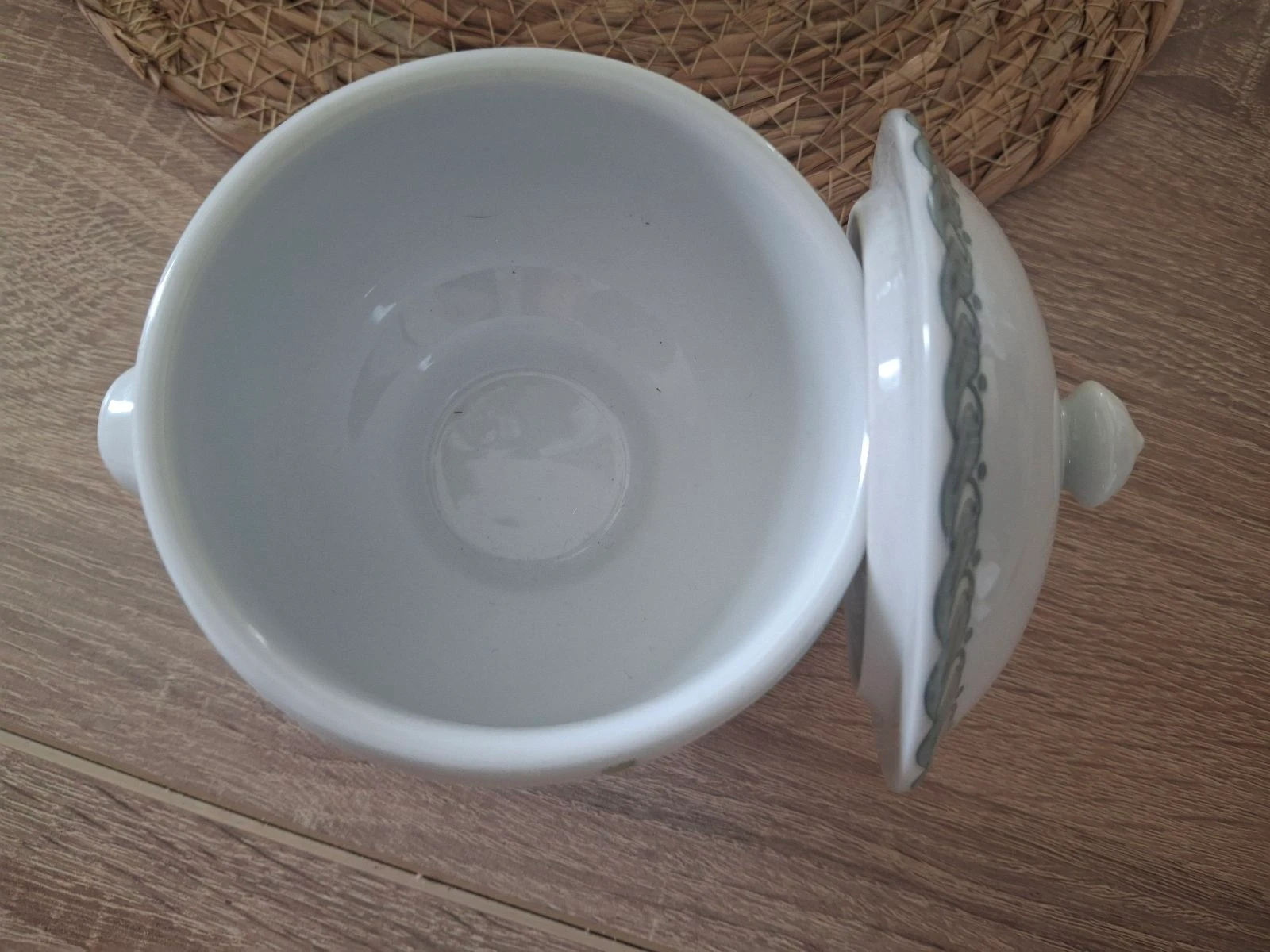 Stunning Miniature Soup Bowl Italian Porcelain Spice Pot Botanical Pattern – photo 6